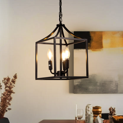YANSUN 3-Light Farmhouse Pendant Light with Vertical Design Matte Black E12 Bulb Not Included