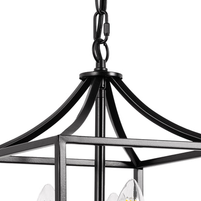 YANSUN 3-Light Matte Black Pendant Light Fixture-Industrial E12 Socket Hanging Chandelier for Dining Room, Kitchen Island