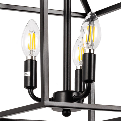 YANSUN 3-Light Matte Black Pendant Light Fixture-Industrial E12 Socket Hanging Chandelier for Dining Room, Kitchen Island