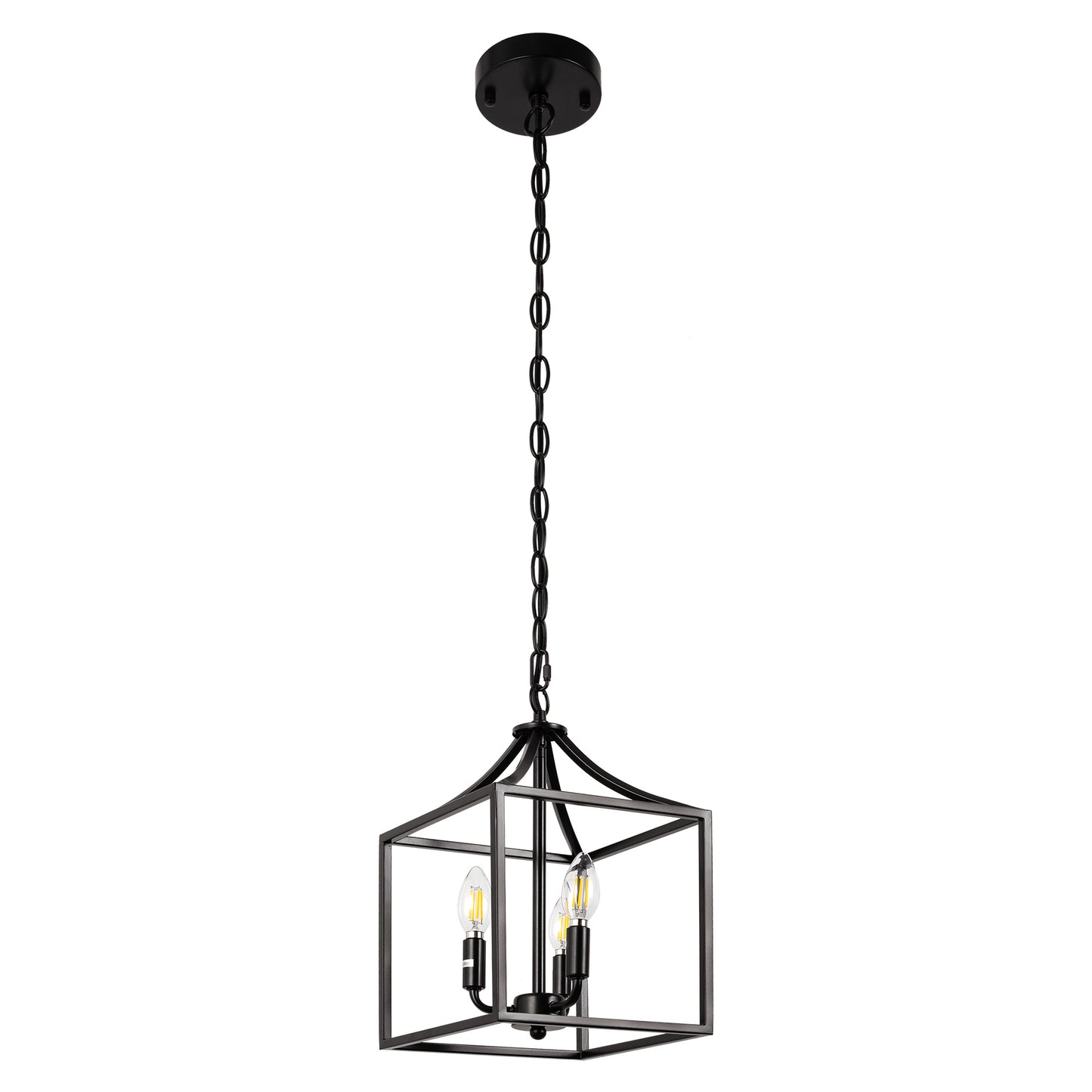 YANSUN 3-Light Farmhouse Pendant Light with Vertical Design Matte Black E12 Bulb Not Included