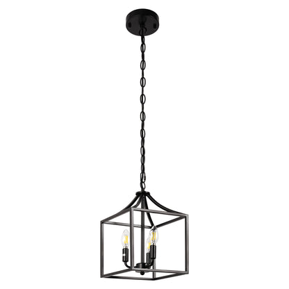 YANSUN 3-Light Farmhouse Pendant Light with Vertical Design Matte Black E12 Bulb Not Included