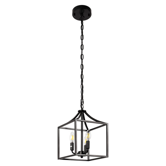 YANSUN 3-Light Farmhouse Pendant Light with Vertical Design Matte Black E12 Bulb Not Included