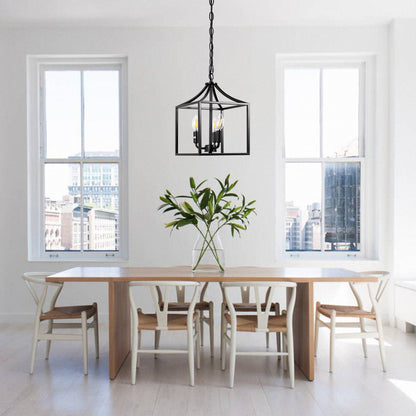 YANSUN 3-Light Matte Black Pendant Light Fixture-Industrial E12 Socket Hanging Chandelier for Dining Room, Kitchen Island