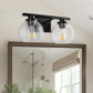16 in. 2-Light Industrial Matte Black Bathroom Vanity Light, Open Globe Clear Glass Wall Sconce