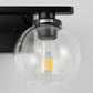 YANSUN 2-Light Bathroom Vanity Light Matte Black Wall Sconce with Open Globe Glass Shades E26 Modern Mirror Light Fixture