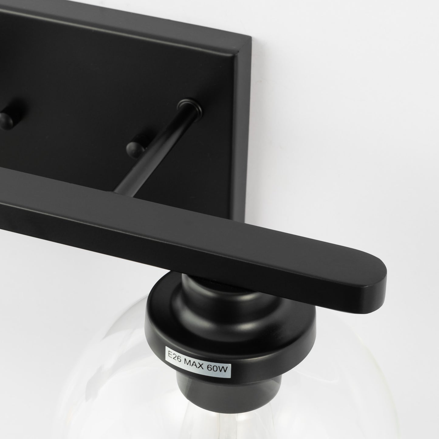 YANSUN 2-Light Bathroom Vanity Light Matte Black Wall Sconce with Open Globe Glass Shades E26 Modern Mirror Light Fixture