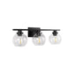 Elegant 25 in. 3-Light Matte Black Bathroom Vanity Light, Modern Farmhouse Wall Sconce with Open Globe Glass Shades