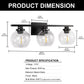 Elegant 25 in. 3-Light Matte Black Bathroom Vanity Light, Modern Farmhouse Wall Sconce with Open Globe Glass Shades
