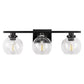 Elegant 25 in. 3-Light Matte Black Bathroom Vanity Light, Modern Farmhouse Wall Sconce with Open Globe Glass Shades