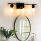 YANSUN 25 in. 3-Light Matte Black Vanity Light, Modern Farmhouse Wall Sconce with Open Globe Glass Shades for Bathroom