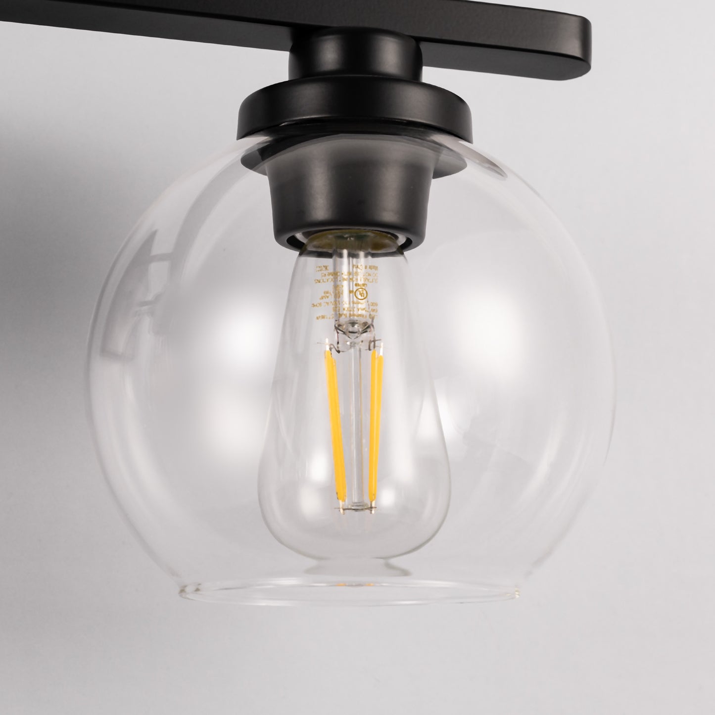 YANSUN 25 in. 3-Light Matte Black Vanity Light, Modern Farmhouse Wall Sconce with Open Globe Glass Shades for Bathroom