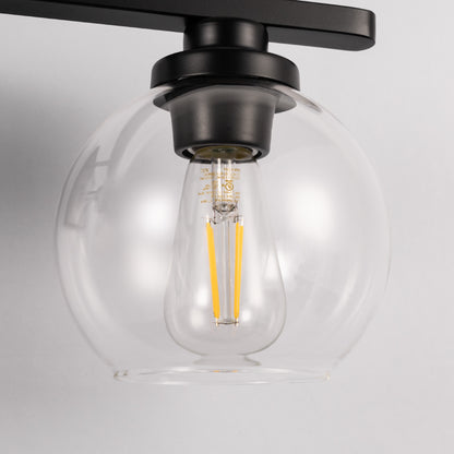 YANSUN 25 in. 3-Light Matte Black Vanity Light, Modern Farmhouse Wall Sconce with Open Globe Glass Shades for Bathroom