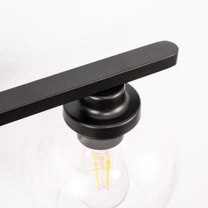 YANSUN 25 in. 3-Light Matte Black Vanity Light, Modern Farmhouse Wall Sconce with Open Globe Glass Shades for Bathroom