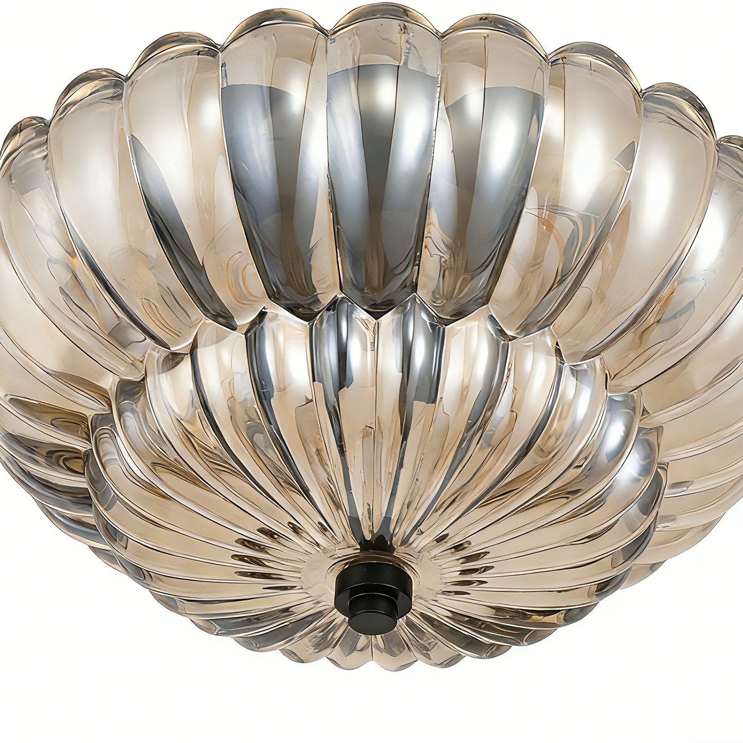 YANSUN 11.6 in. 3-Light Modern Black Semi Flush Mount Ceiling Light with Clear Glass Fan-Shaped Glass Shade No Bulbs Included