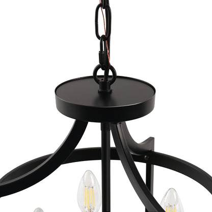 4-Light Black Drum Pendant Light, Convertible Semi Flush Mount Ceilingfor Dining Room,Bedroom, Foyer, Entryway
