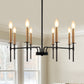 8 Light Modern Farmhouse Black and Gold Chandelier for Dining Room Over Table,Hanging Ceiling Candle Chandeliers