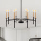 8 Light Modern Farmhouse Black and Gold Chandelier for Dining Room Over Table,Hanging Ceiling Candle Chandeliers