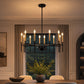 YANSUN 12-Light Black Gold Pendant Chandelier Modern Ceiling Hanging Light Fixture E12