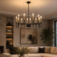 YANSUN 12-Light Black Gold Pendant Chandelier Modern Ceiling Hanging Light Fixture E12