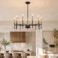 YANSUN 12-Light Black Gold Pendant Chandelier Modern Ceiling Hanging Light Fixture E12