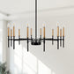 12-Light Modern Farmhouse Black and Gold Chandelier for Dining Room Over Table,Hanging Ceiling Candle Chandeliers