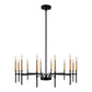 12-Light Modern Farmhouse Black and Gold Chandelier for Dining Room Over Table,Hanging Ceiling Candle Chandeliers