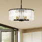 YANSUN 5-Light Black Gold Pendant Light with Cylindrical Seeded Glass Shade, E26 Base, Adjustable Hanging Light for Kitchen