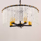 YANSUN 5-Light Black Gold Pendant Light with Cylindrical Seeded Glass Shade, E26 Base, Adjustable Hanging Light for Kitchen