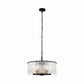 YANSUN 5-Light Black Gold Pendant Light with Cylindrical Seeded Glass Shade, E26 Base, Adjustable Hanging Light for Kitchen