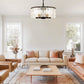 YANSUN 5-Light Black Gold Pendant Light with Cylindrical Seeded Glass Shade, E26 Base, Adjustable Hanging Light for Kitchen