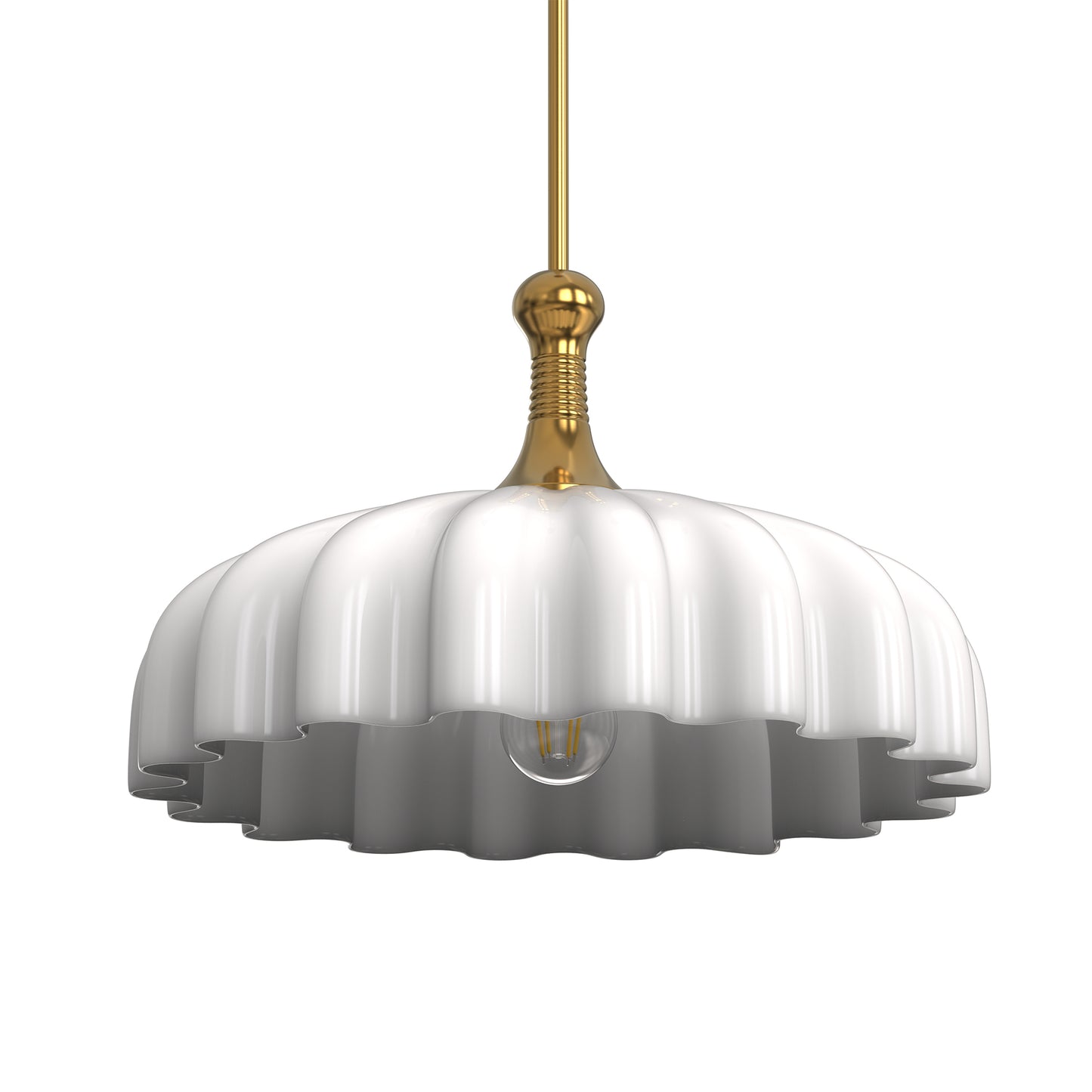 YANSUN 1 Light Modern Pendant Light in Copper Finish with White Glass Shade, Non-Integrated Fixture, E26 Socket