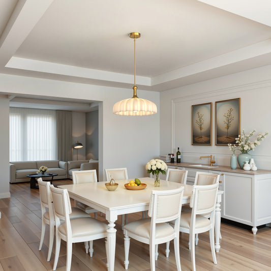 YANSUN 1 Light Modern Pendant Light in Copper Finish with White Glass Shade, Non-Integrated Fixture, E26 Socket