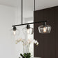 YANSUN 31.5 in. 3-Light Black Kitchen Island Pendant Light with Glass Shades Modern Hanging Light Fixture E26 Sockets