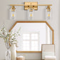 24 in. 3-Light Industrial Gold Vanity Light Fixtures for Bathroom with Clear Glass Shades