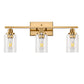 24 in. 3-Light Industrial Gold Vanity Light Fixtures for Bathroom with Clear Glass Shades