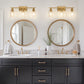 24 in. 3-Light Industrial Gold Vanity Light Fixtures for Bathroom with Clear Glass Shades