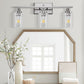 24 in. 3-Light Industrial Brushed Nickel Vanity Light Fixtures for Bathroom with Clear Glass Shades