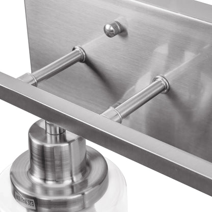 24 in. 3-Light Industrial Brushed Nickel Vanity Light Fixtures for Bathroom with Clear Glass Shades