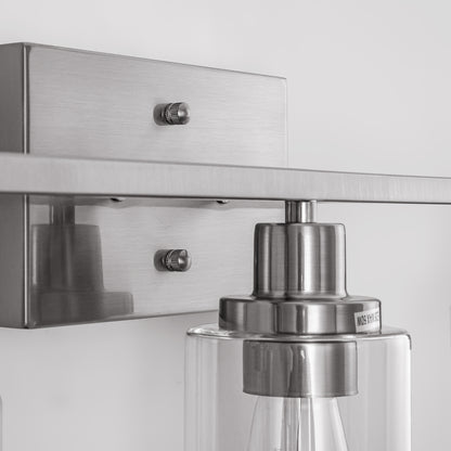 24 in. 3-Light Industrial Brushed Nickel Vanity Light Fixtures for Bathroom with Clear Glass Shades