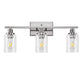 24 in. 3-Light Industrial Brushed Nickel Vanity Light Fixtures for Bathroom with Clear Glass Shades