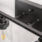 YANSUN 32 in. 4-Light Industrial Matte Black Vanity Light Fixture for Indoor Bathroom Powder Room with Clear Glass Shade