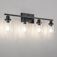 32 in. 4-Light Industrial Matte Black Vanity Light Fixtures for Bathroom with Clear Glass Shades
