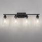 32 in. 4-Light Industrial Matte Black Vanity Light Fixtures for Bathroom with Clear Glass Shades