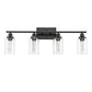 32 in. 4-Light Industrial Matte Black Vanity Light Fixtures for Bathroom with Clear Glass Shades