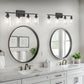 32 in. 4-Light Industrial Matte Black Vanity Light Fixtures for Bathroom with Clear Glass Shades