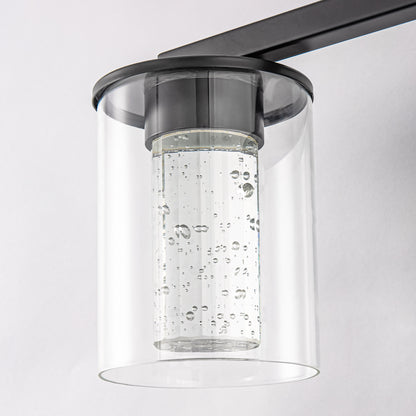 18 in. Modern 3-Light Black Crystal LED Vanity Light with Clear Glass Shades, Dimmable Lighting