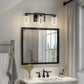18 in. Modern 3-Light Black Crystal LED Vanity Light with Clear Glass Shades, Dimmable Lighting