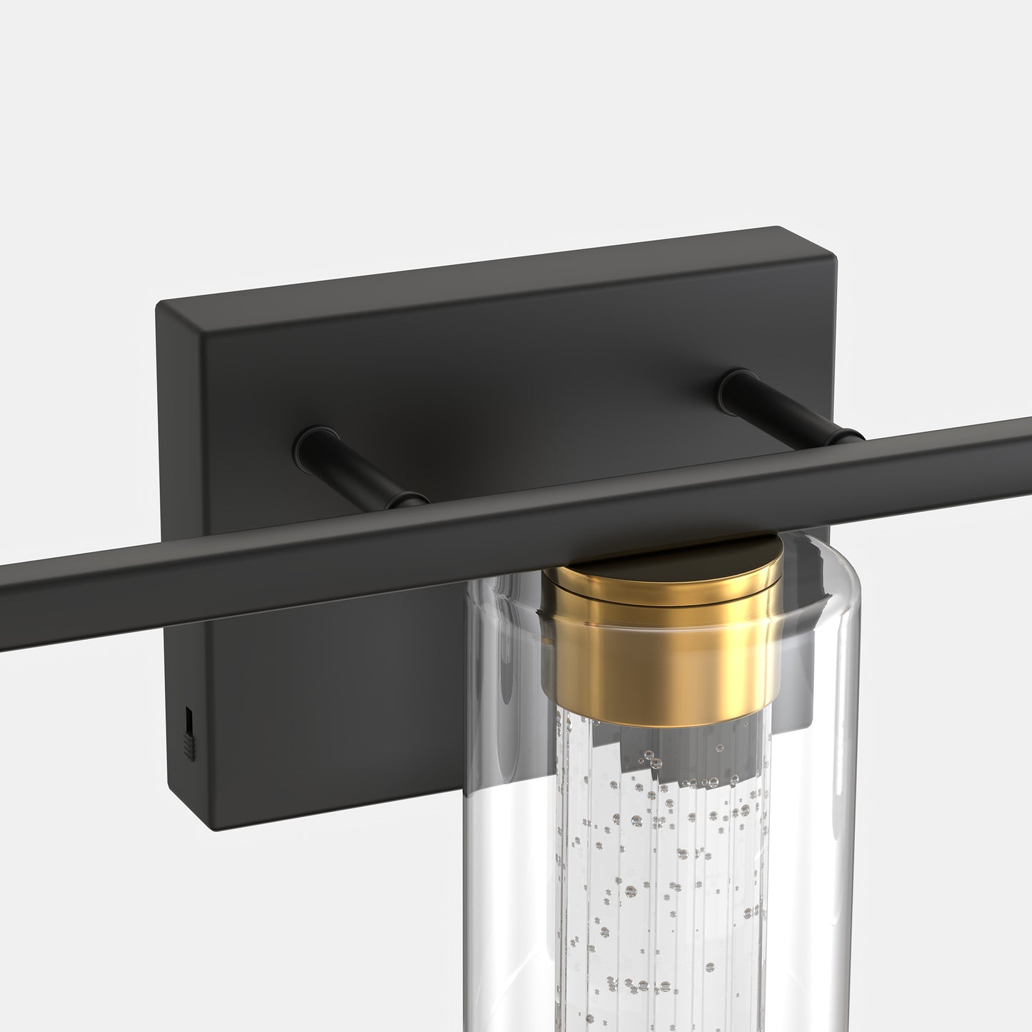 YANSUN 18 in. 3 Light Black and Gold LED Vanity Light Bar with Glass Shades and 3CCT Dimmable Function