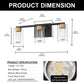 YANSUN 18 in. 3 Light Black and Gold LED Vanity Light Bar with Glass Shades and 3CCT Dimmable Function