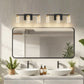 YANSUN 18 in. 3 Light Black and Gold LED Vanity Light Bar with Glass Shades and 3CCT Dimmable Function